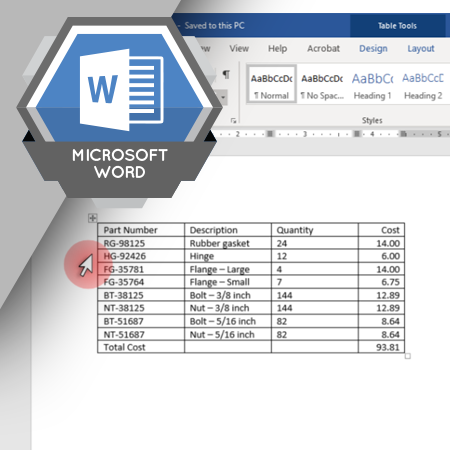 MSO-2012 Working with Tables